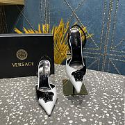 Versace La Medusa Slingback Pointed Toe Pump In Black/White - 4