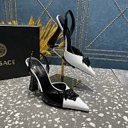 Versace La Medusa Slingback Pointed Toe Pump In Black/White - 3