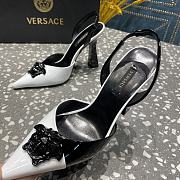 Versace La Medusa Slingback Pointed Toe Pump In Black/White - 2