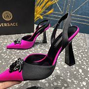 Versace La Medusa Slingback Pointed Toe Pump In Black/Pink - 6