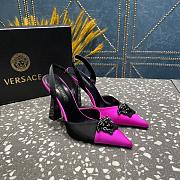 Versace La Medusa Slingback Pointed Toe Pump In Black/Pink - 5