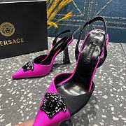 Versace La Medusa Slingback Pointed Toe Pump In Black/Pink - 4