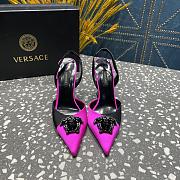 Versace La Medusa Slingback Pointed Toe Pump In Black/Pink - 3
