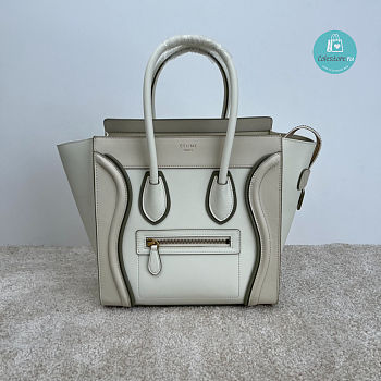 Celine Micro Luggage Handbag In Smooth Calfskin In Grey 27 cm