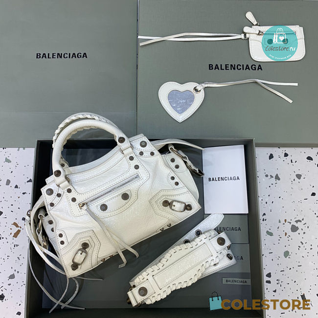 Colestore Balenciaga Neo Cagole City Handbag In White 26x13x18cm - 1