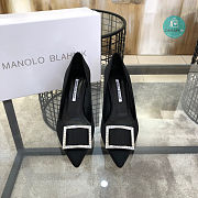 Manolo Blahnik Rhinestone Square Buckle In Black Pump 7cm - 1
