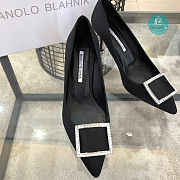 Manolo Blahnik Rhinestone Square Buckle In Black Pump 7cm - 6