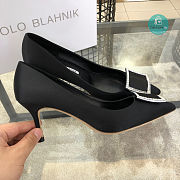 Manolo Blahnik Rhinestone Square Buckle In Black Pump 7cm - 4