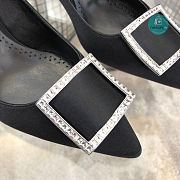 Manolo Blahnik Rhinestone Square Buckle In Black Pump 7cm - 3
