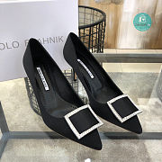 Manolo Blahnik Rhinestone Square Buckle In Black Pump 7cm - 2