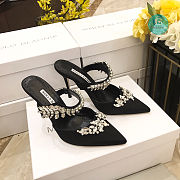 Manolo Blahnik Lurum 90mm Crystal- Embellished Satin Heel In Black  - 1