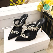 Manolo Blahnik Lurum 90mm Crystal- Embellished Satin Heel In Black  - 4
