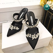 Manolo Blahnik Lurum 90mm Crystal- Embellished Satin Heel In Black  - 2