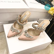 Manolo Blahnik Lurum 90mm Crystal- Embellished Satin Heels In Pink - 3