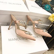 Manolo Blahnik Lurum 90mm Crystal- Embellished Satin Heels In Pink - 5