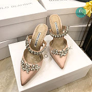 Manolo Blahnik Lurum 90mm Crystal- Embellished Satin Heels In Pink - 6