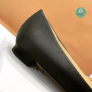 Manolo Blahnik Hangisi Flat Linen with Pearl Buckle Black  - 6