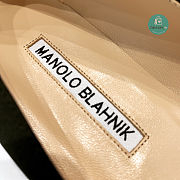 Manolo Blahnik Hangisi Flat Linen with Pearl Buckle Black  - 2