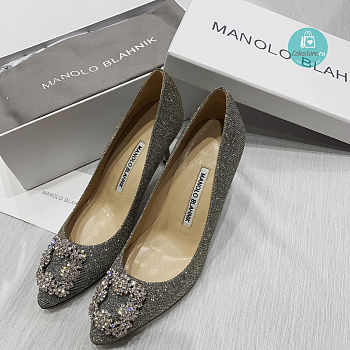 Manolo Blahnik Manolo Blahnik Hangisi Pumps In Grey 7cm