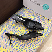 Manolo Blahnik  Black Maysale 50 Leather Heels - 1