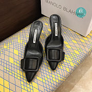 Manolo Blahnik  Black Maysale 50 Leather Heels - 2