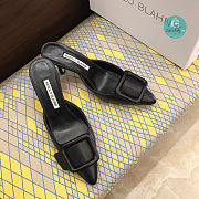 Manolo Blahnik  Black Maysale 50 Leather Heels - 3