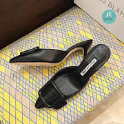 Manolo Blahnik  Black Maysale 50 Leather Heels - 6