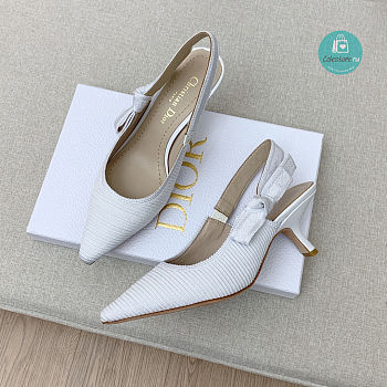 J'ADIOR SLINGBACK PUMP White Cotton Embroidery 6.5cm