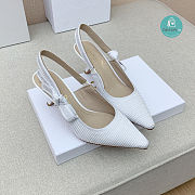 J'ADIOR SLINGBACK PUMP White Cotton Embroidery 6.5cm - 2