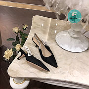 J'ADIOR SLINGBACK PUMP Black Cotton Embroidery 6.5cm - 5
