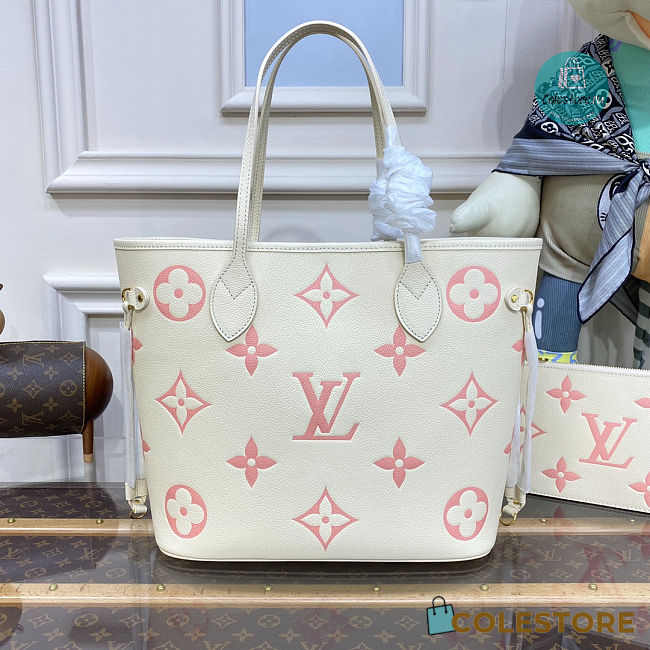Louis Vuitton Neverfull MM tote bag Crème Beige/Rose Trianon Pink 32x29x17cm  - 1