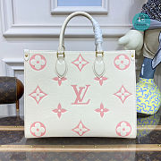 Louis Vuitton OnTheGo MM tote bag Cream Beige/Pink Rose Trianon 34x26x13cm - 1