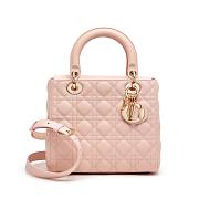 Christian Dior Light Pink Cannage Lambskin Medium Lady Dior Gold Hardware 20x24x12cm - 1