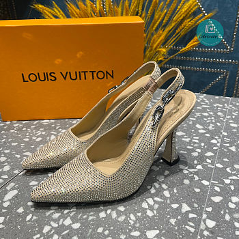 Louis Vuitton Sparkle Slingback Pump Shimmering Crystals In Beige 9.5cm