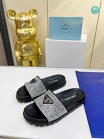 Prada With Stones Black Slippers  