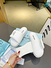 Prada Soft Padded Nappa Leather Slides In White - 6