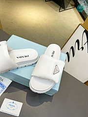 Prada Soft Padded Nappa Leather Slides In White - 5