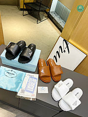 Prada Soft Padded Nappa Leather Slides In White - 4