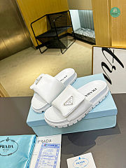 Prada Soft Padded Nappa Leather Slides In White - 2