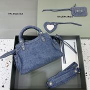 Colestore Balenciaga Neo Cagole City Handbag In Denim in Blue 26x13x18 cm - 2