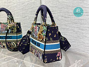 Dior Medium Lady D-Lite Bag Blue Multicolor D-Constellation Embroidery 24 x 20 x 11 cm - 6