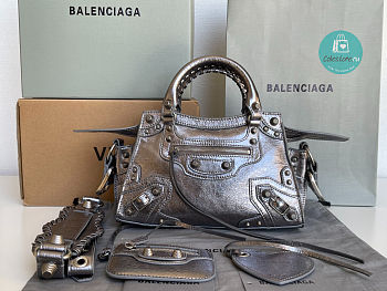 Colestore Balenciaga Neo Cagole City Handbag In Silver 26x13x18cm