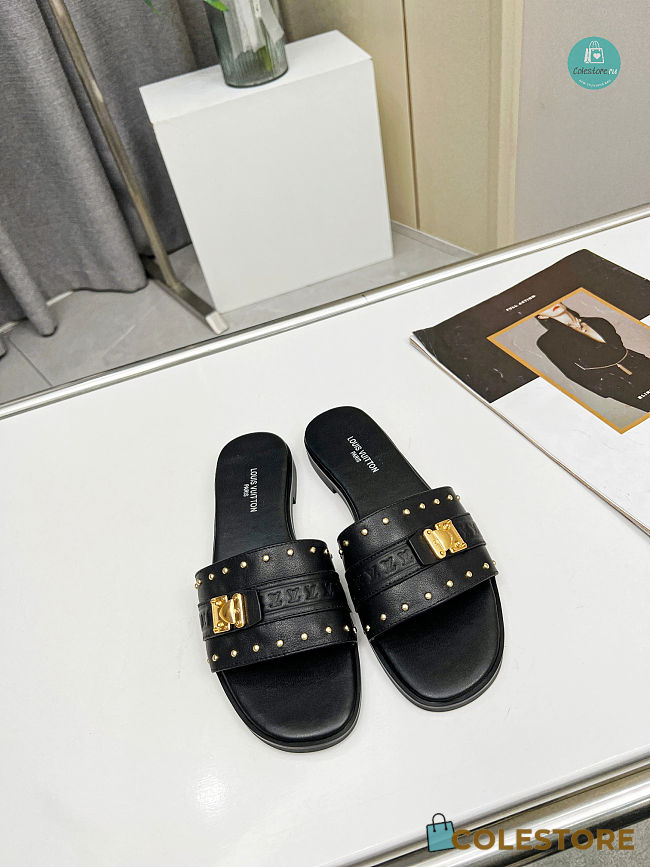 Louis Vuitton Lock It Flat Slipper In Black  - 1