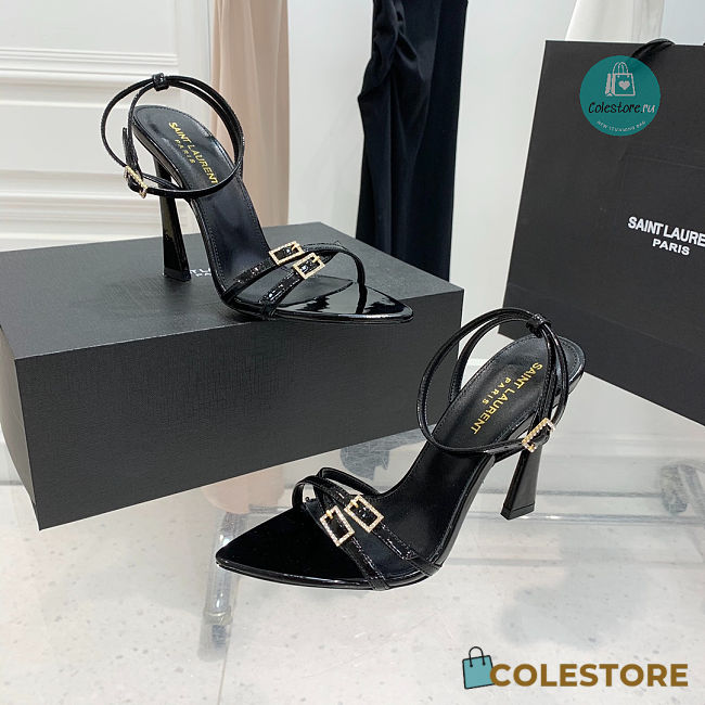 YSL LILA Sandals In Crepe Satin In Black 11cm - 1