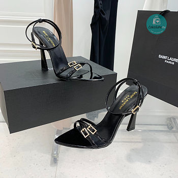 YSL LILA Sandals In Crepe Satin In Black 11cm