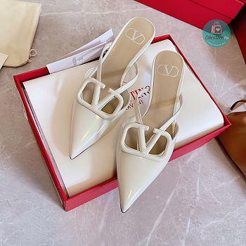 Valentino Garavani Vlogo Signature Patent Leather Heel White 40mm