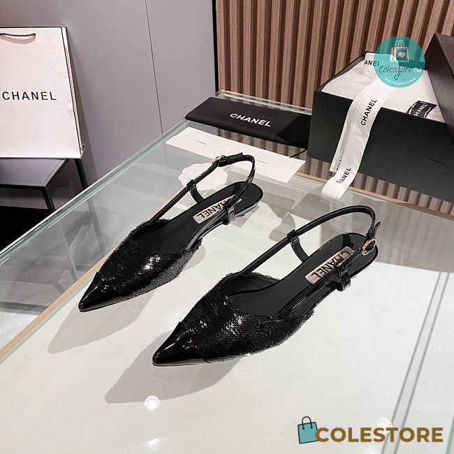 Chanel Slingback Black Shoes  - 1
