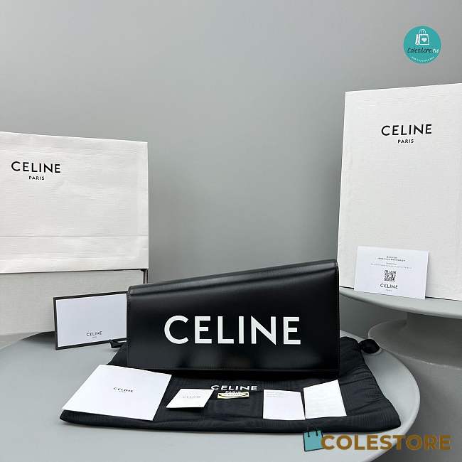 Celine Asymetric Clutch In Shiny Calfskin With Celine Print 31.5 X 17 X 4 CM - 1