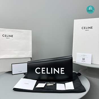 Celine Asymetric Clutch In Shiny Calfskin With Celine Print 31.5 X 17 X 4 CM