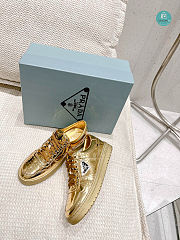 Prada Downtown Metallic Leather Sneakers Platinum - 1